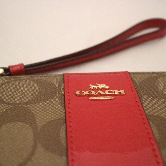 Coach Corner Zip Wristlet, True Red - Picture 6 of 7